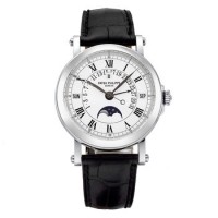 Patek Philippe Perpetual Calendar Silver Dial 18kt White Gold Black Leather 5059G