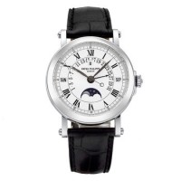 Patek Philippe Perpetual Calendar Silver Dial 18kt White Gold Black Leather 5059G
