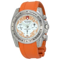 Tudor Classic Chronograph Dial Diamond Orange Rubber Ladies 20310-WOASORS Replica Watch
