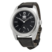 Tudor Glamour Mechanical Black Dial Black Leather 57000-BKBKL Replica Watch