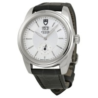 Tudor Glamour Mechanical Silver Dial Black Leather 57000-SVBKL Replica Watch