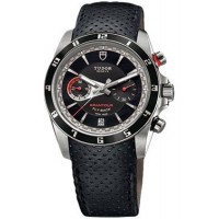 Tudor Grantour Black Dial Chronograph Black Leather 20550N-BKMCPL Replica Watch