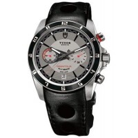 Tudor Grantour Silver Dial Chronograph Black Leather 20550N-SVLPL Replica Watch