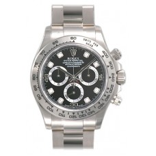 Rolex Daytona 116509 Black Diamond Oyster Bracelet 18k White Gold replica Watch